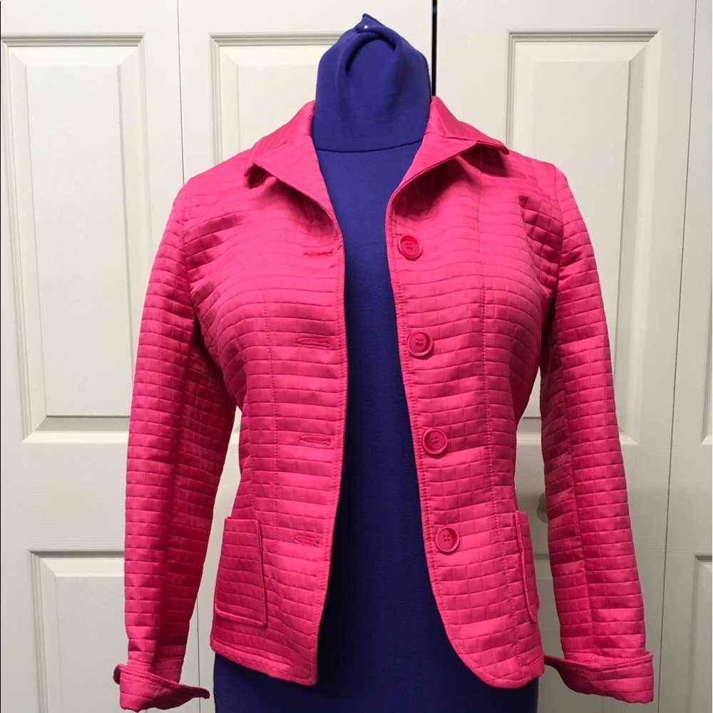Hot Pink quilted jacket.